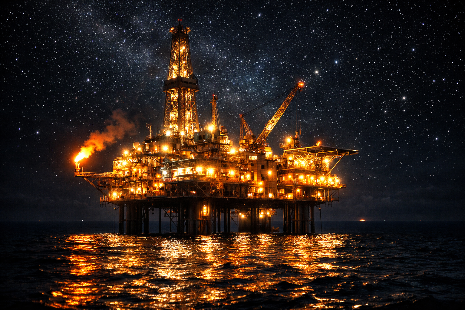 Oil Rig at Night
